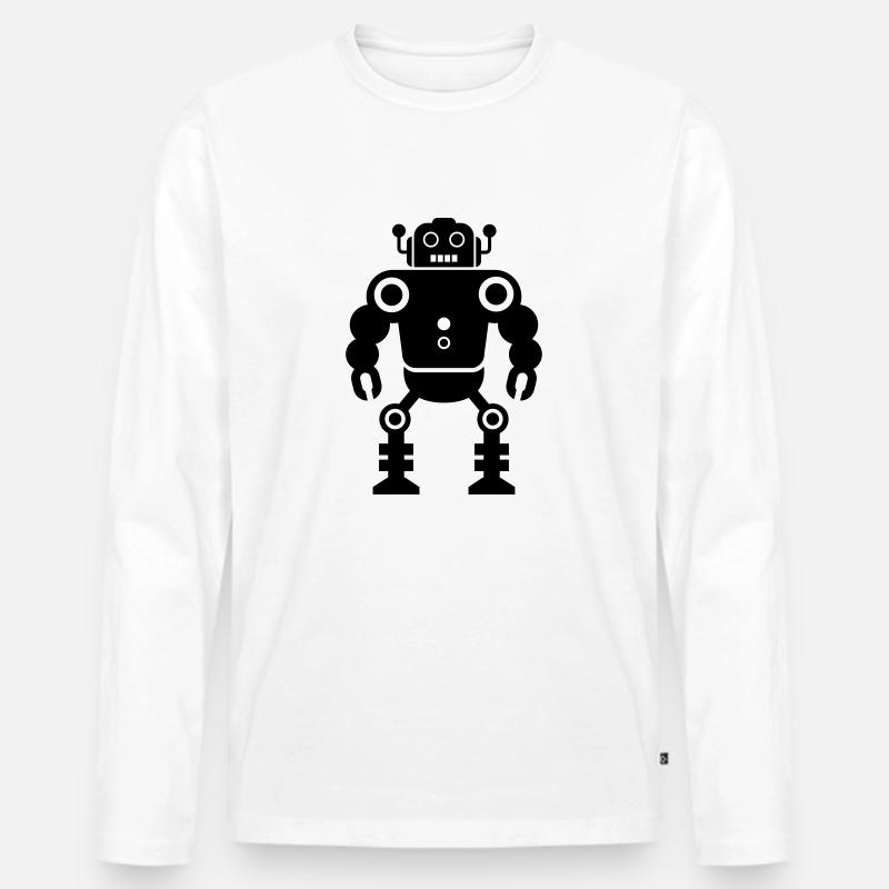 robots - Männer Premium Bio Langarmshirt - Weiß