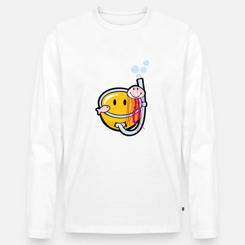 Smiley Snorkeling - Männer Premium Bio Langarmshirt - Weiß