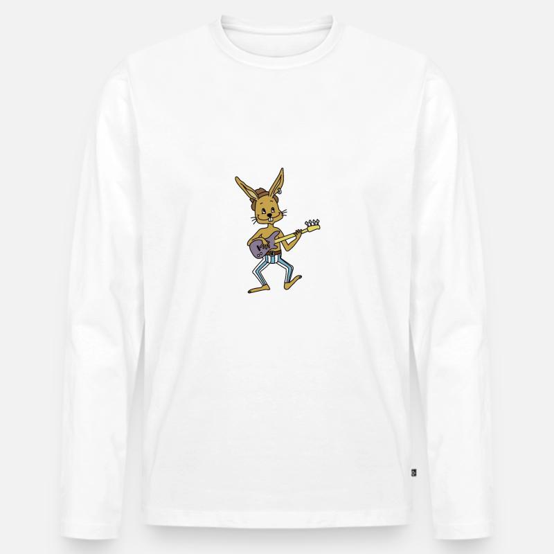 Bass playing rabbit - Männer Premium Bio Langarmshirt - Weiß