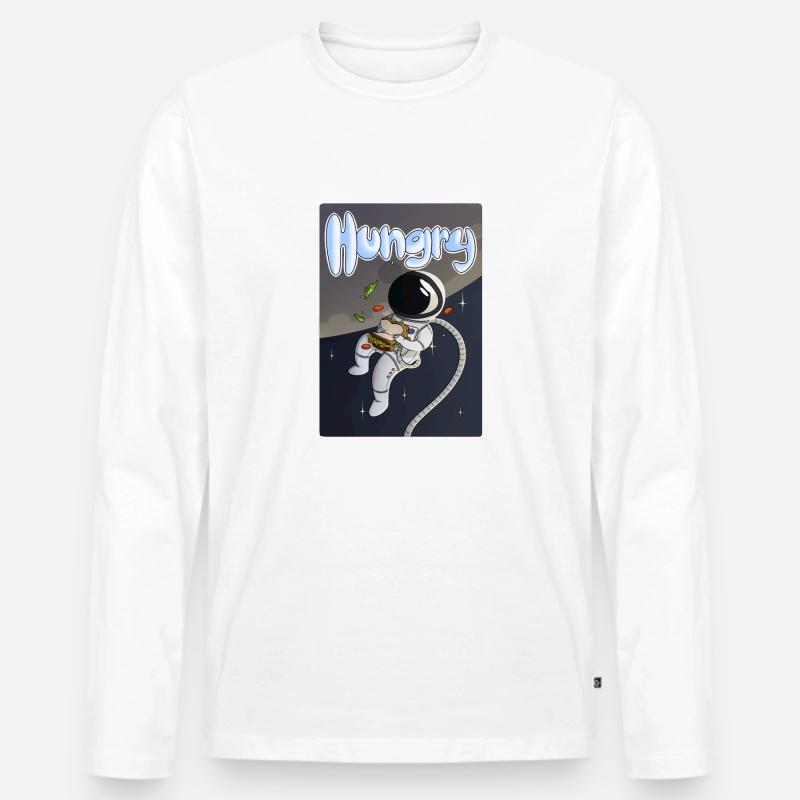 Astronaut "Hungry" - Männer Premium Bio Langarmshirt - Weiß