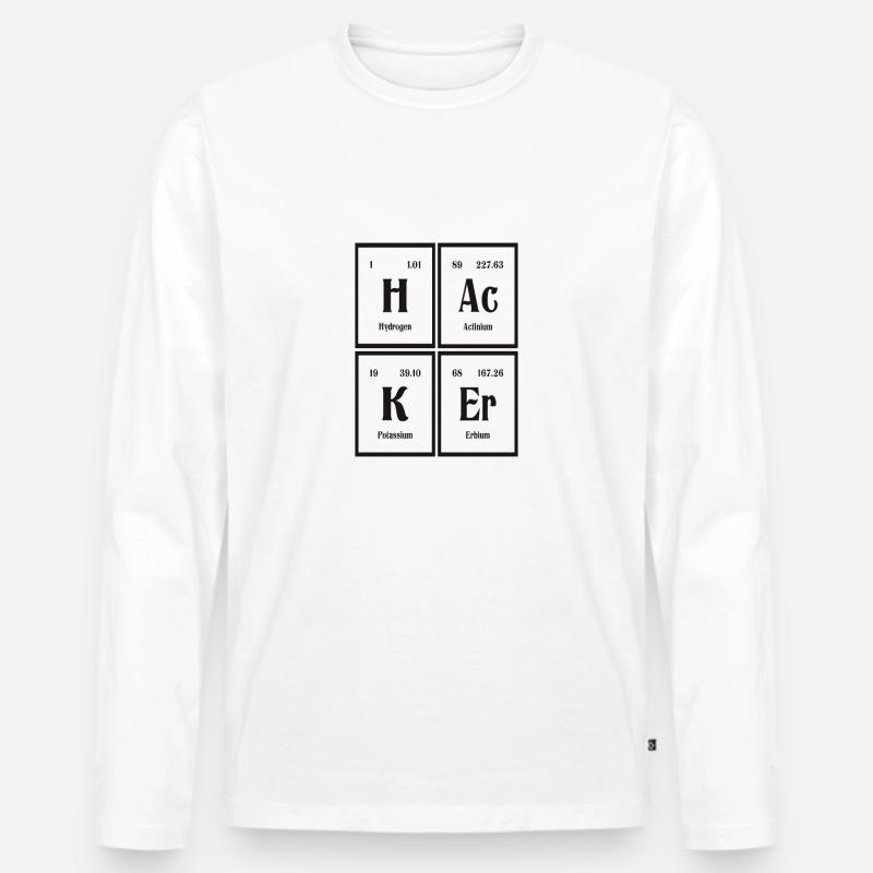 Hacker-| Periodensystem der Elemente - Männer Premium Bio Langarmshirt - Weiß