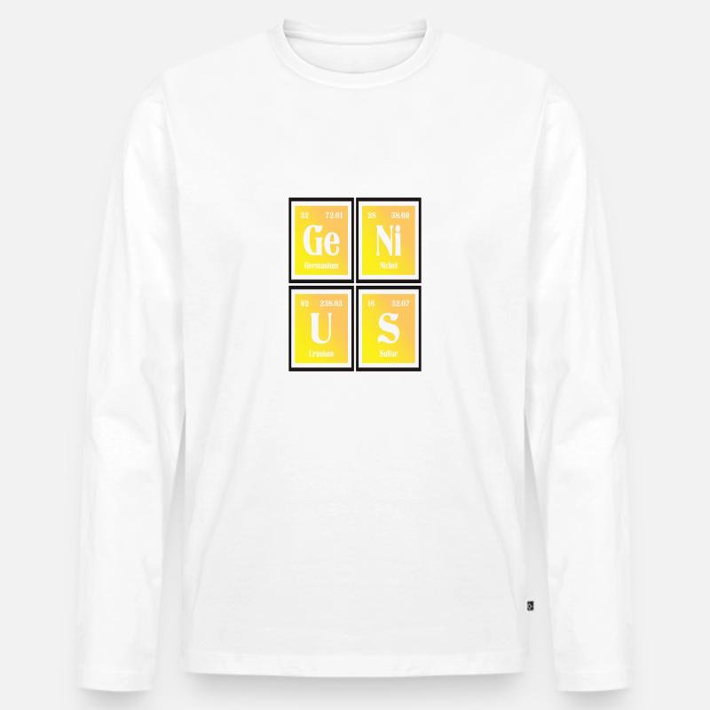 Genius | Periodensystem der Elemente - Männer Premium Bio Langarmshirt - Weiß