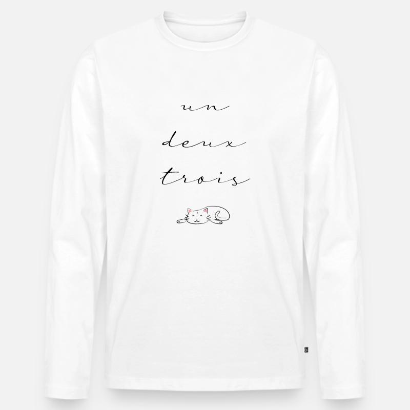 un deux trois cat - Männer Premium Bio Langarmshirt - Weiß