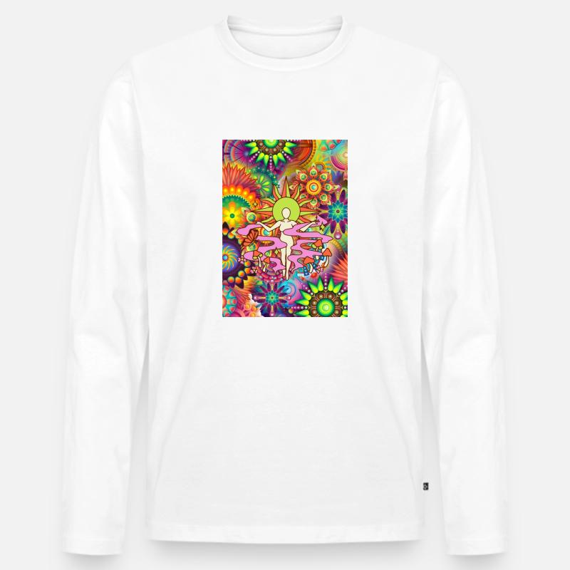 Farbenfrohe Muster - Männer Premium Bio Langarmshirt - Weiß