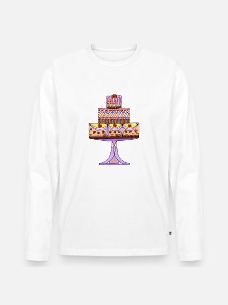 Cake - Men's Premium Organic Long Sleeve Shirt - white