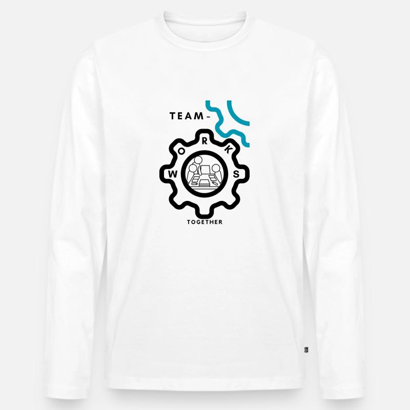 Team Work - Männer Premium Bio Langarmshirt - Weiß