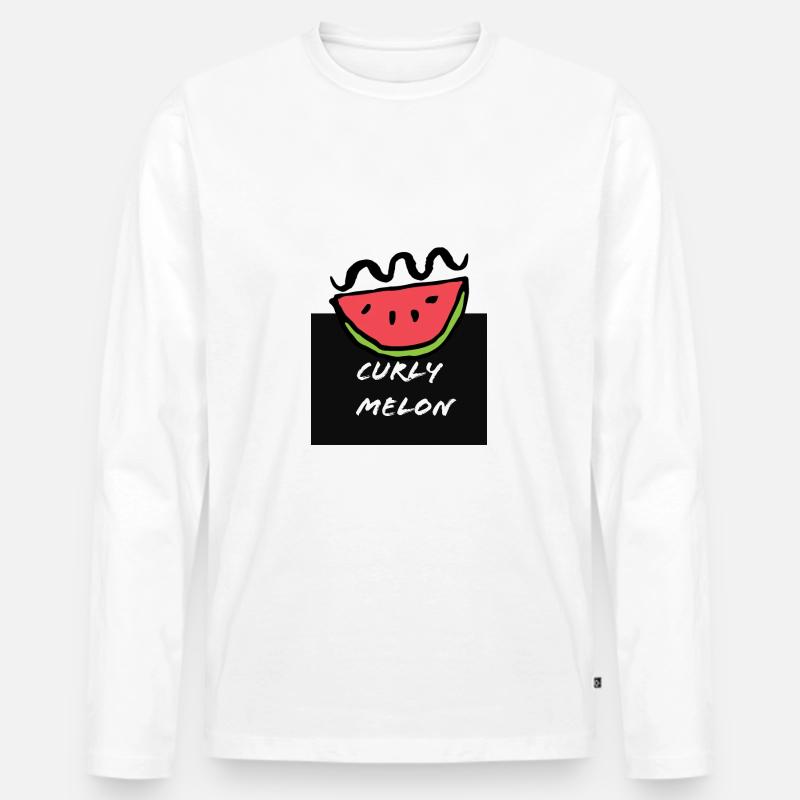 Curly Melon - Männer Premium Bio Langarmshirt - Weiß