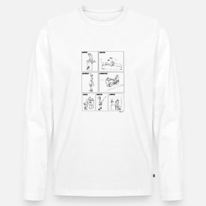 Woche im comic - Männer Premium Bio Langarmshirt - Weiß