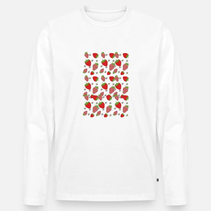 erdbeeren feld 2 - Männer Premium Bio Langarmshirt - Weiß