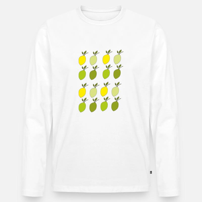 zitronen muster - Männer Premium Bio Langarmshirt - Weiß