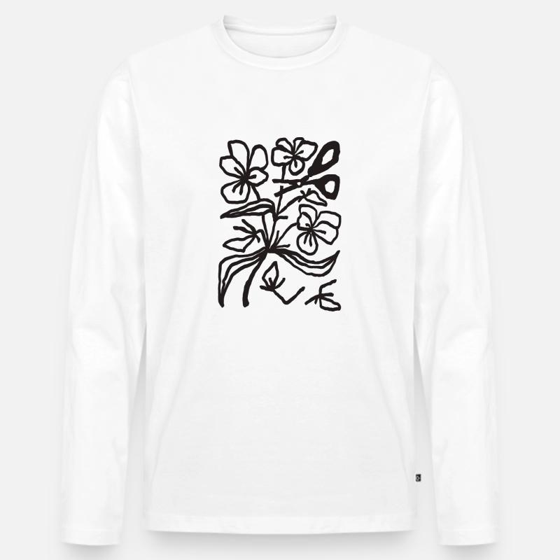Blume Schere Schnitt - Männer Premium Bio Langarmshirt - Weiß