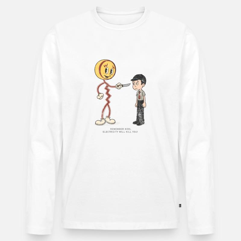 Elektrik - Männer Premium Bio Langarmshirt - Weiß