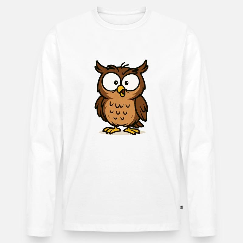 eule comic 1 - Männer Premium Bio Langarmshirt - Weiß