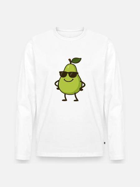 birne comic cool - Männer Premium Bio Langarmshirt - Weiß