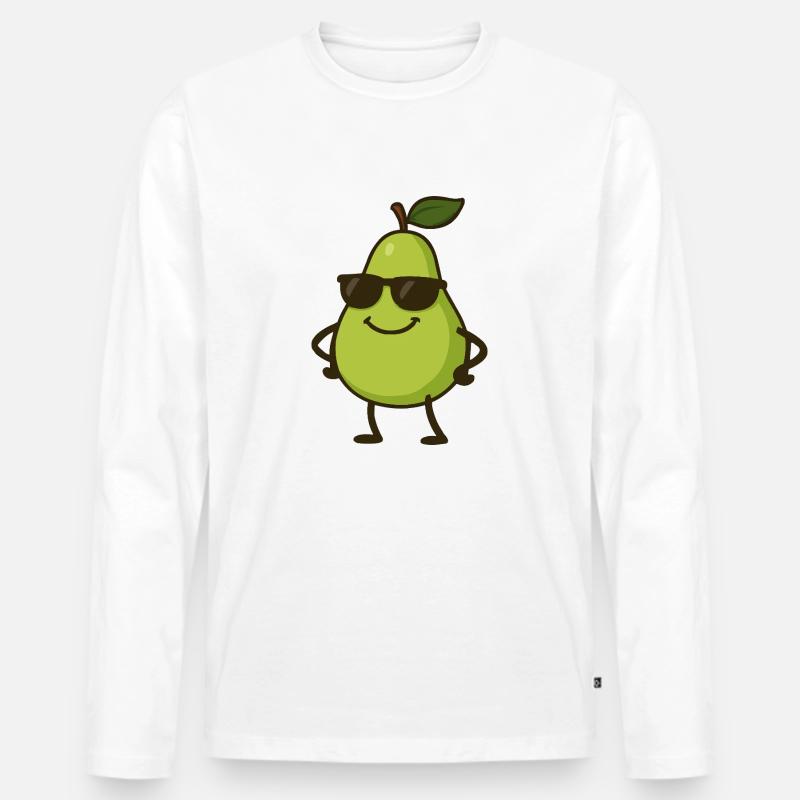 Poire Bande Dessinée Cool - T-shirt manches longues Premium bio Homme - blanc