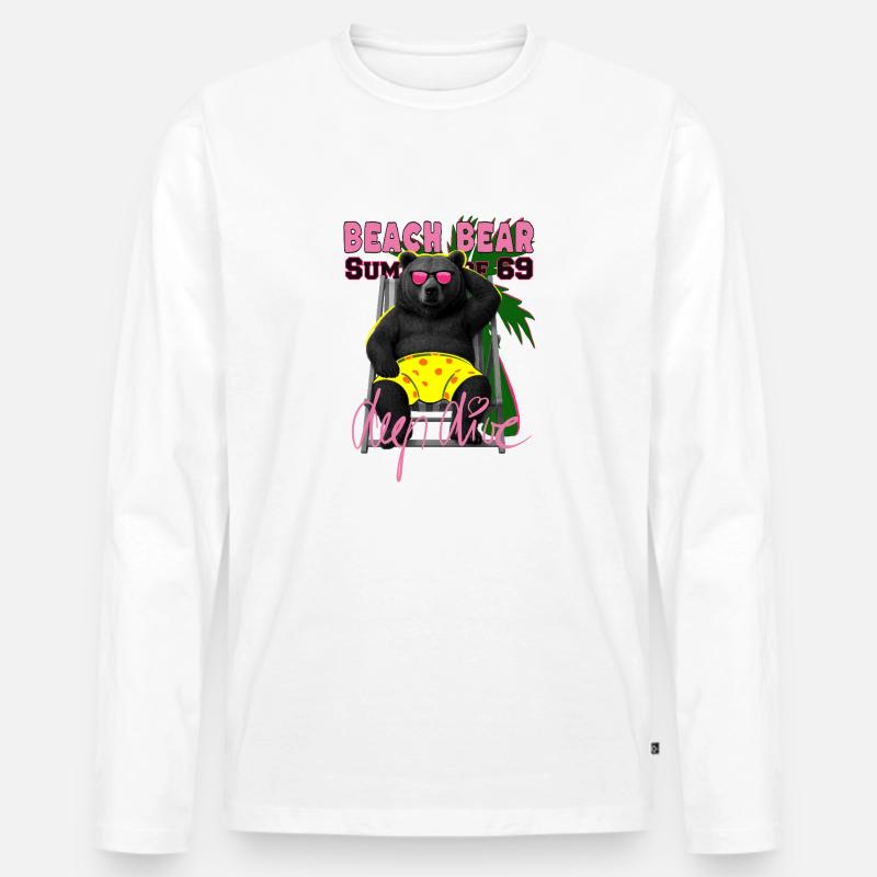 Beach Bear - Männer Premium Bio Langarmshirt - Weiß