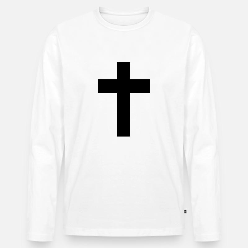 Kreuz - Männer Premium Bio Langarmshirt - Weiß