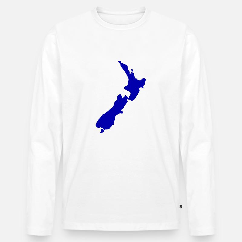 Neuseeland - Männer Premium Bio Langarmshirt - Weiß