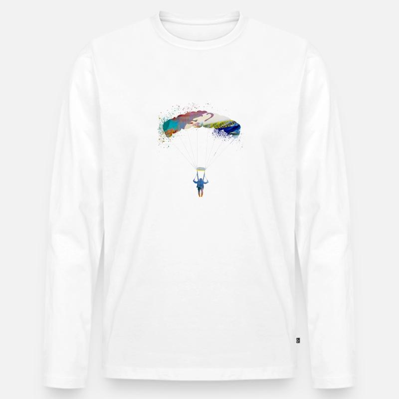 fallschirm,fallschirmfliegen,graffiti,gleitschirm - Männer Premium Bio Langarmshirt - Weiß