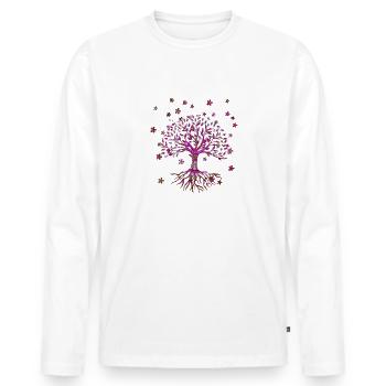 Tree of Life,Tree of Life,Flowers,Tree with Flowers - Men's Premium Organic Long Sleeve Shirt - white - Front - Nico (187cm)