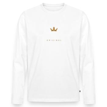 Lukas Original Family Logo - Men's Premium Organic Long Sleeve Shirt - white - Front - Nico (187cm)