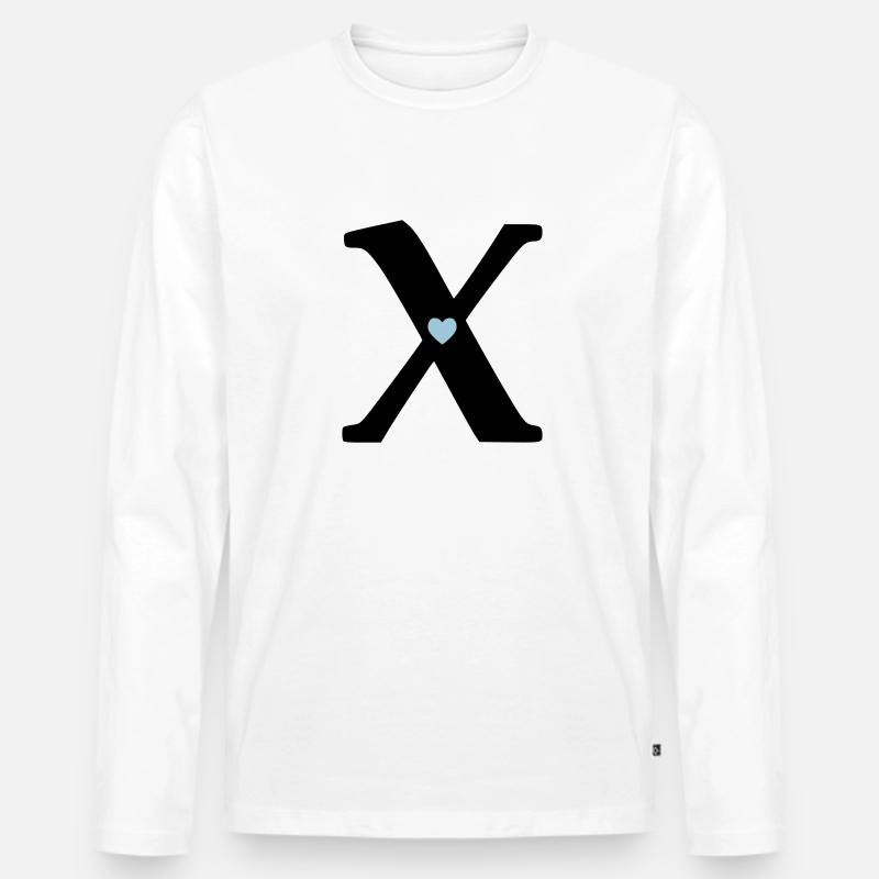 Buchstabe X Anfangsbuchstabe - Männer Premium Bio Langarmshirt - Weiß