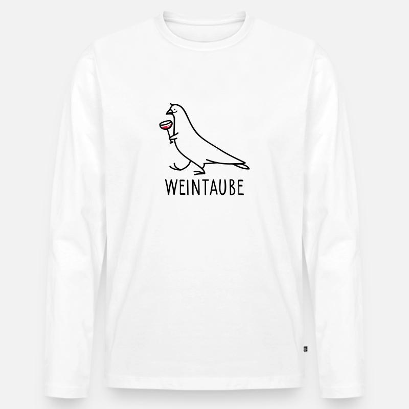 Wein -Taube - Männer Premium Bio Langarmshirt - Weiß