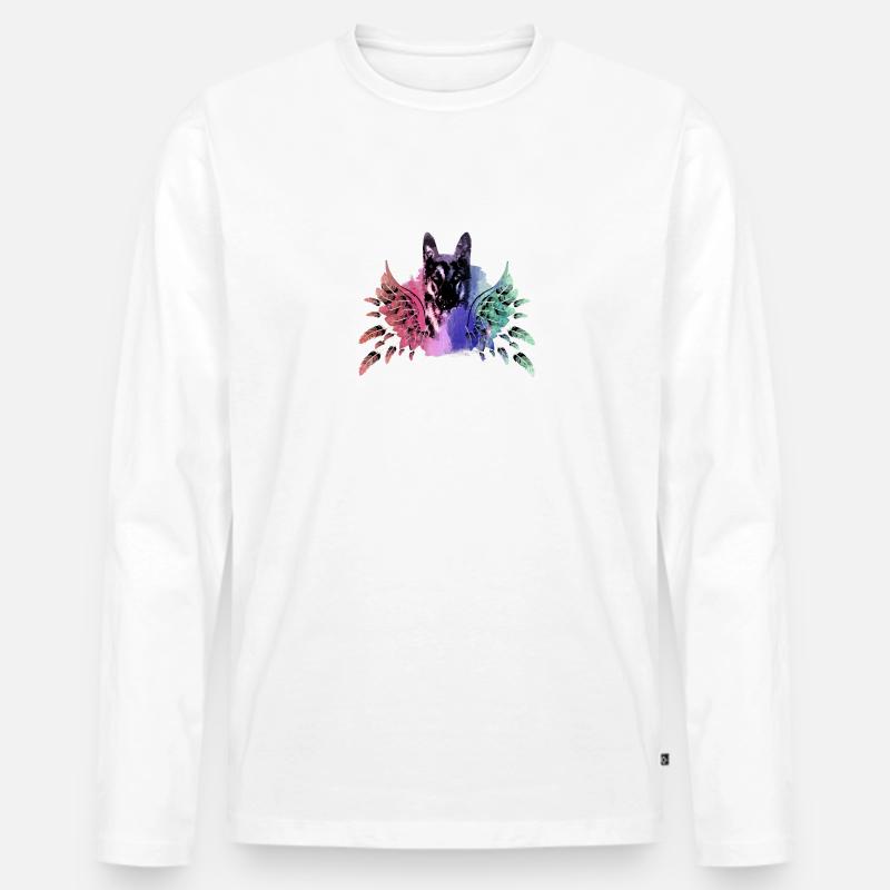 schäferhund ,hund,graffiti, schutzengel,bunt - Männer Premium Bio Langarmshirt - Weiß