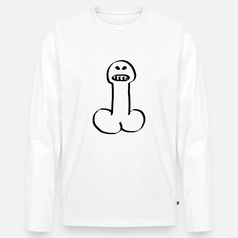 Penis angry Peniskopf Geschenkidee - Männer Premium Bio Langarmshirt - Weiß