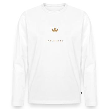 Jacob Original Familienlogo - Männer Premium Bio Langarmshirt - Weiß - Vorne - Nico (187cm)