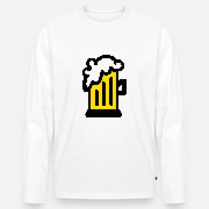Bier Pixel Art - Männer Premium Bio Langarmshirt - Weiß
