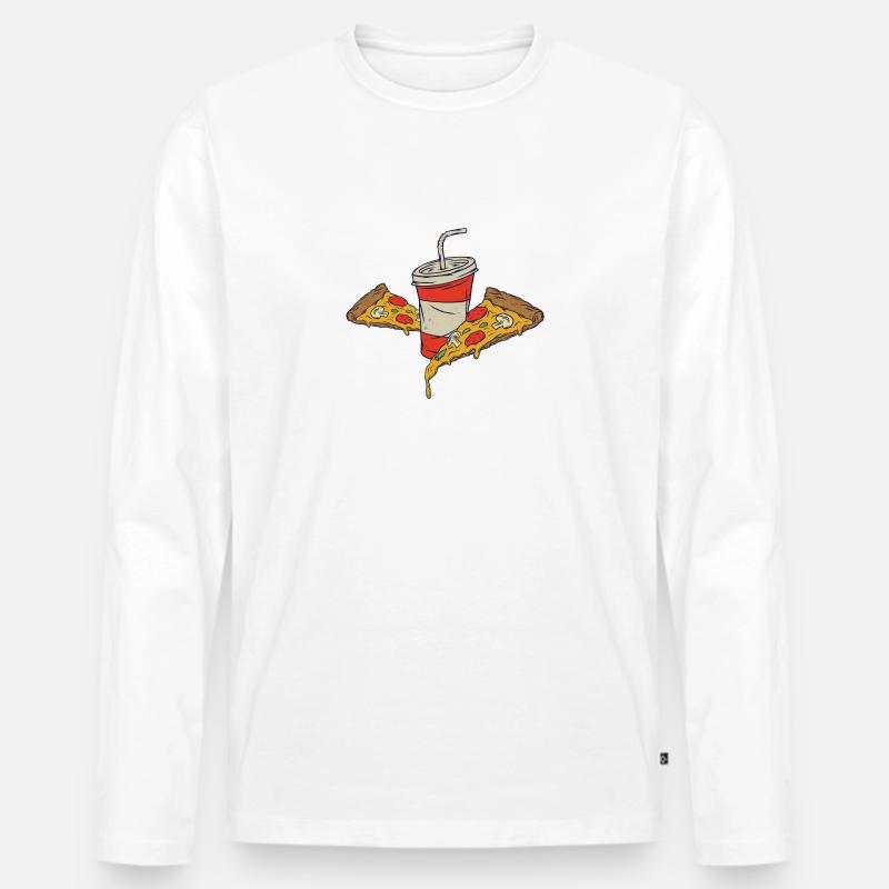 Pizza mit Getränk - Männer Premium Bio Langarmshirt - Weiß