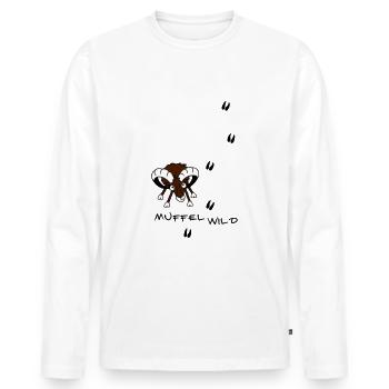 Mufflon mit Spuren - Männer Premium Bio Langarmshirt - Weiß - Vorne - Nico (187cm)