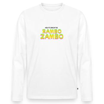 Heute Richtig: RAMBO ZAMBO - Männer Premium Bio Langarmshirt - Weiß - Vorne - Nico (187cm)
