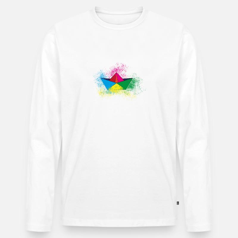 boot,papierschiff,bunt,schiff,graffiti - Männer Premium Bio Langarmshirt - Weiß