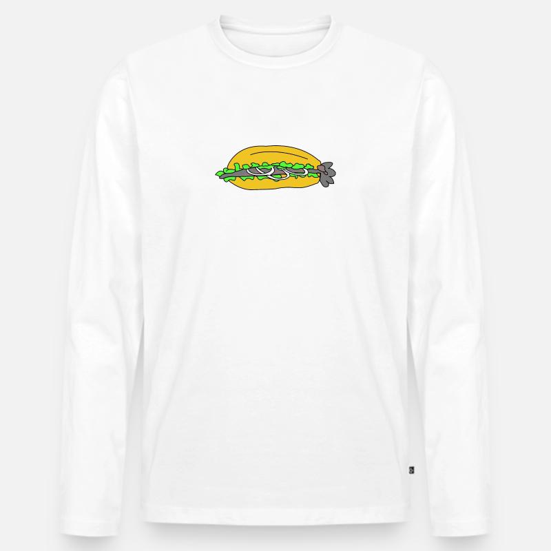 Fischbrötchen ohne Spruch - Männer Premium Bio Langarmshirt - Weiß