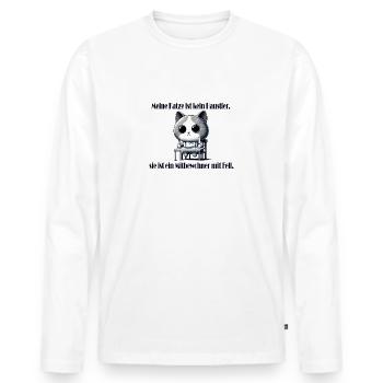 Meine Katze ist kein Haustier, sie ist ein - Motiv - Männer Premium Bio Langarmshirt - Weiß - Vorne - Nico (187cm)