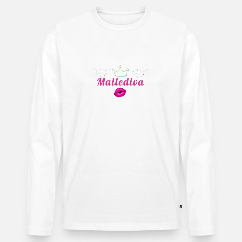 Mallediva, Diva, malle, Mallorca,Krone - Männer Premium Bio Langarmshirt - Weiß