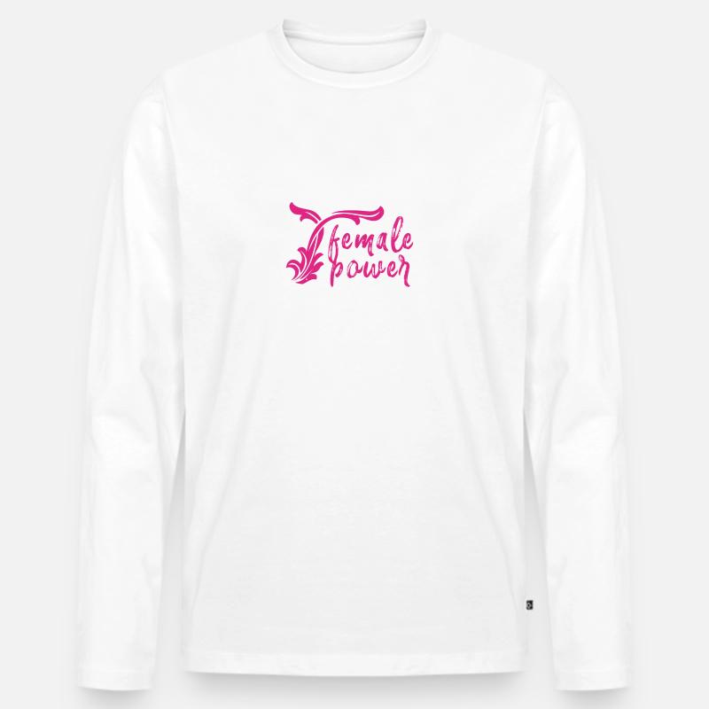 female power,schrift,rosa,pink - Männer Premium Bio Langarmshirt - Weiß