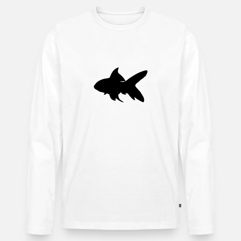 Fisch - Männer Premium Bio Langarmshirt - Weiß