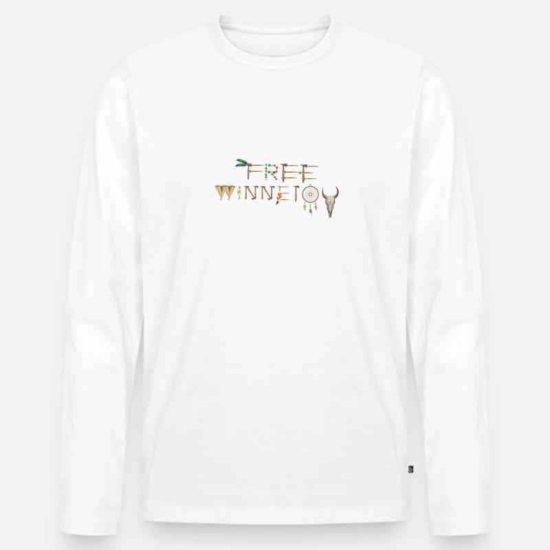 free winnetou,winnetou,indianer,Federn,Traumfänger - Männer Premium Bio Langarmshirt - Weiß