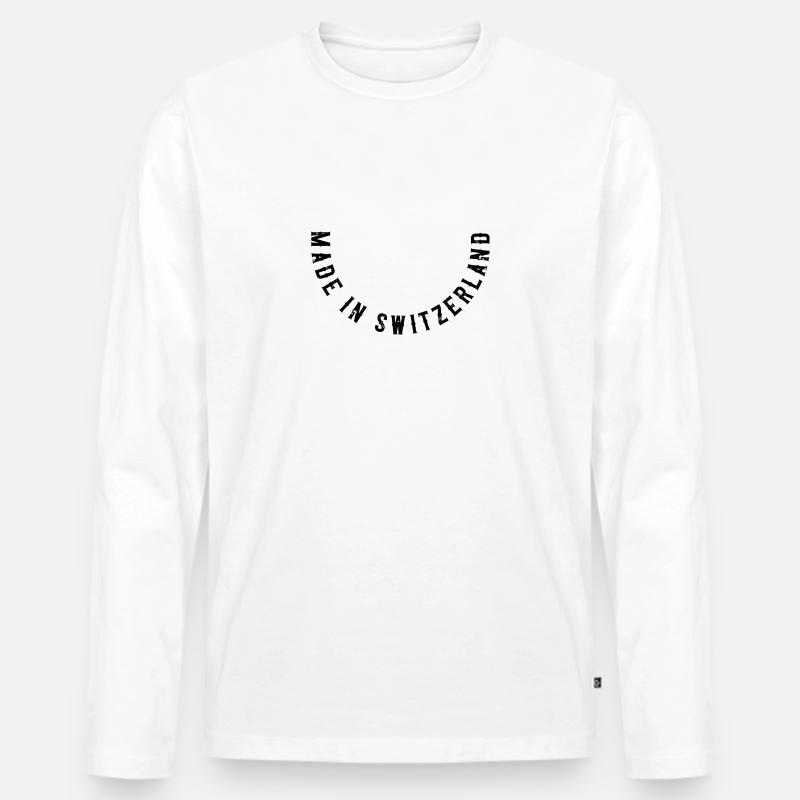 Made in Switzerland - Männer Premium Bio Langarmshirt - Weiß