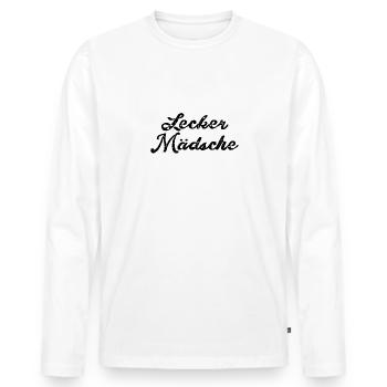 lecker mädsche,mädchen,köln,typo,schrift - Männer Premium Bio Langarmshirt - Weiß - Vorne - Nico (187cm)