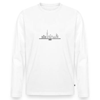 City Lines - Berlin - Männer Premium Bio Langarmshirt - Weiß - Vorne - Nico (187cm)