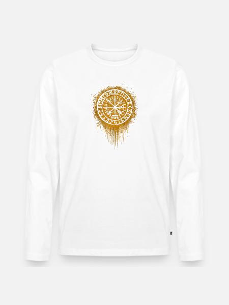 Viking Wikinger Tattoo Tribal Runen Runes - Männer Premium Bio Langarmshirt - Weiß