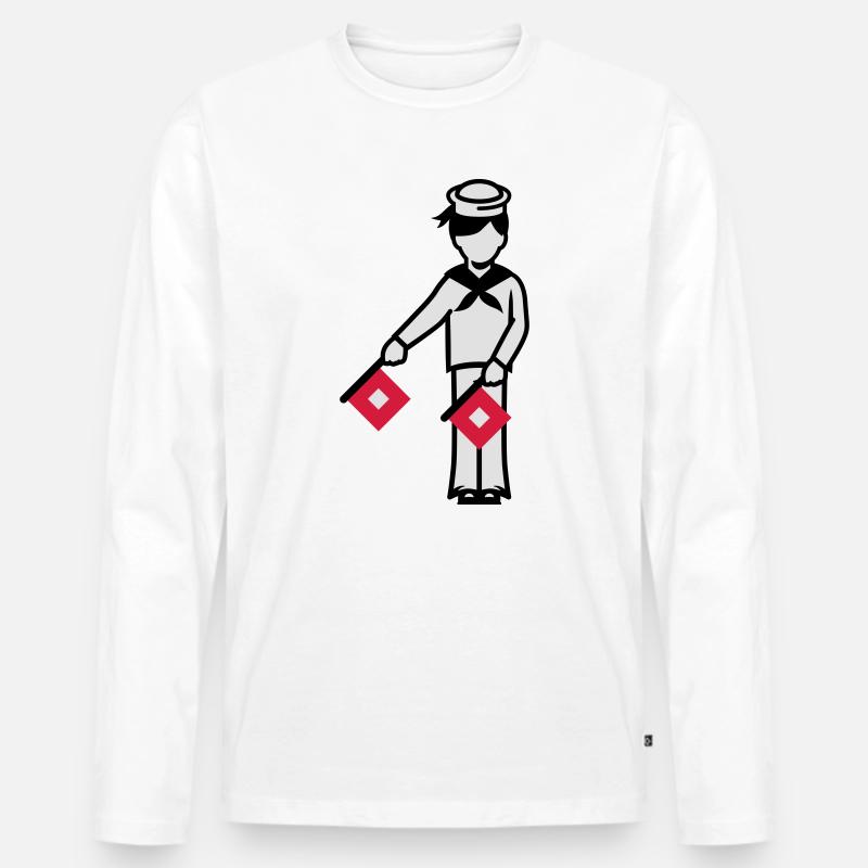 Matrose A 1 Eins Winkeralphabet - Männer Premium Bio Langarmshirt - Weiß
