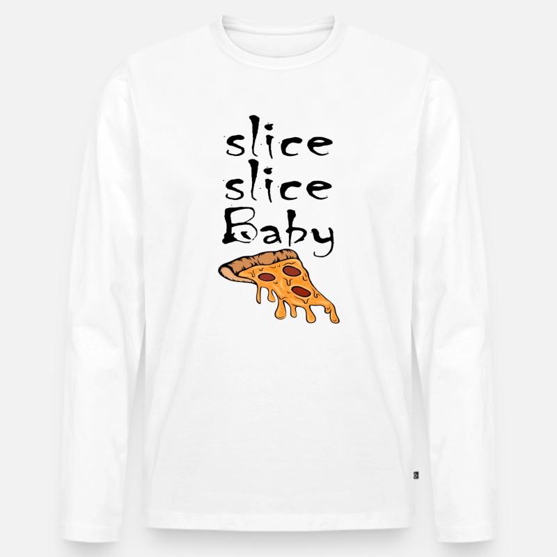 Slice Slice Baby Pizzastück - Männer Premium Bio Langarmshirt - Weiß