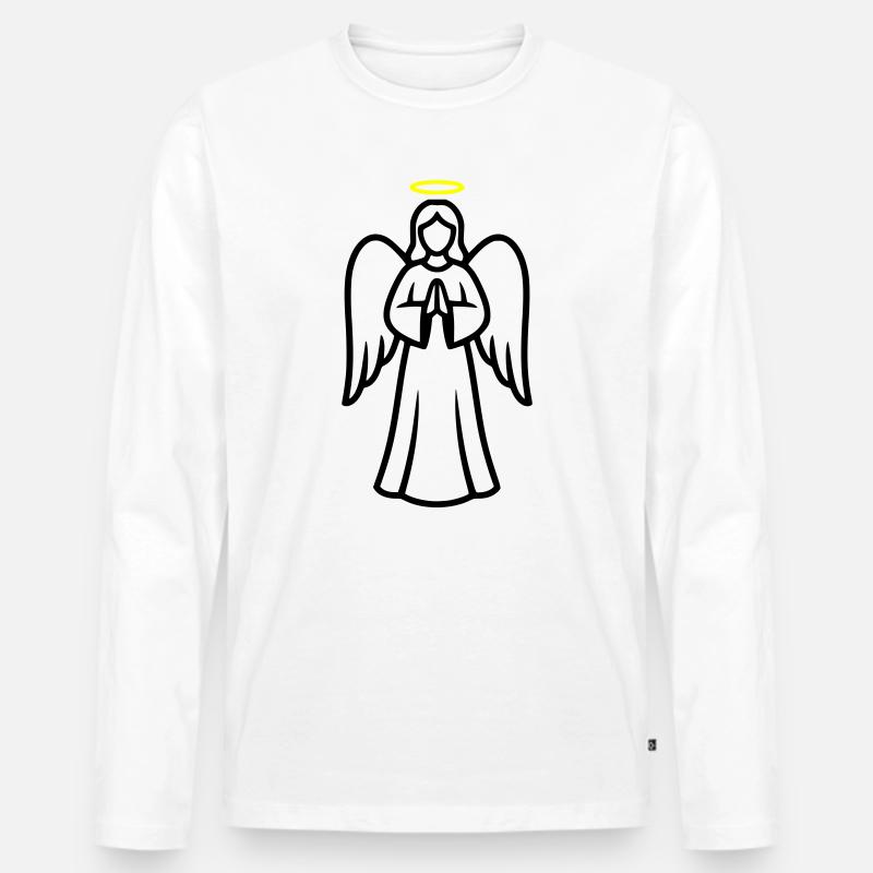 Engel-engelsfluegel-silhouette-einfach-1 - Männer Premium Bio Langarmshirt - Weiß