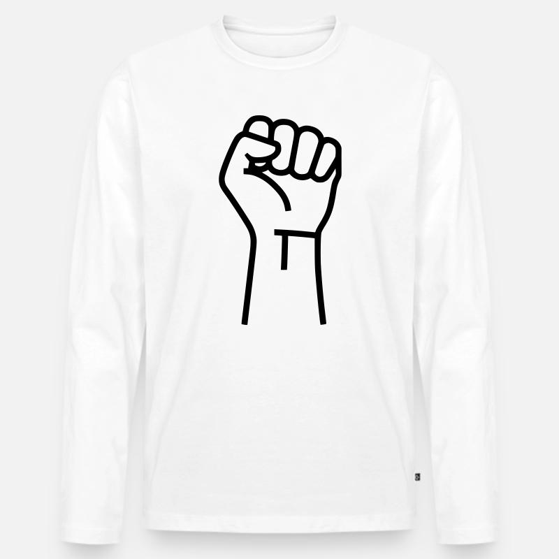 Faust Widerstand Protest Outline - Männer Premium Bio Langarmshirt - Weiß