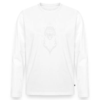 Panthère mystique avec troisième œil et runes - T-shirt manches longues Premium bio Homme - blanc - Devant - Nico (187cm)